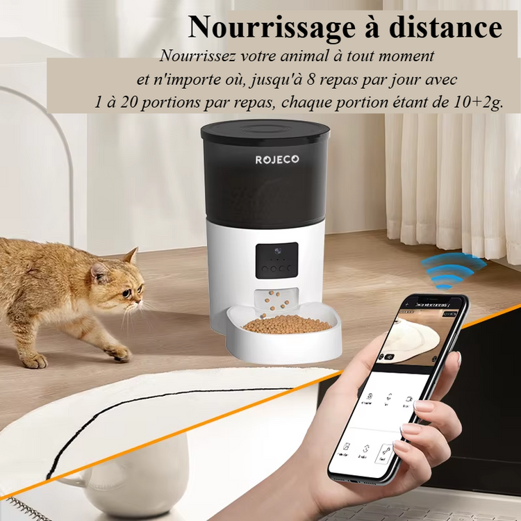 Distributeur Automatique de Croquettes 3L – WiFi, Programmable, Rechargeable