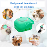 Brosse de Shampooing pour Chien et Chat - Peigne Massant Silicone Doux 80ml